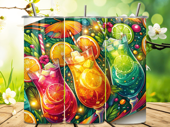 Download Bright Tropical Drinks Party Tumbler - Premium Bundle