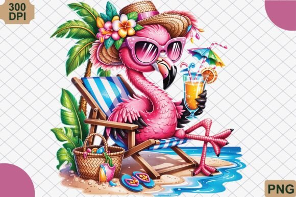 Download Tropical Flamingo Beach Chair Summer PNG - Summer png Collection