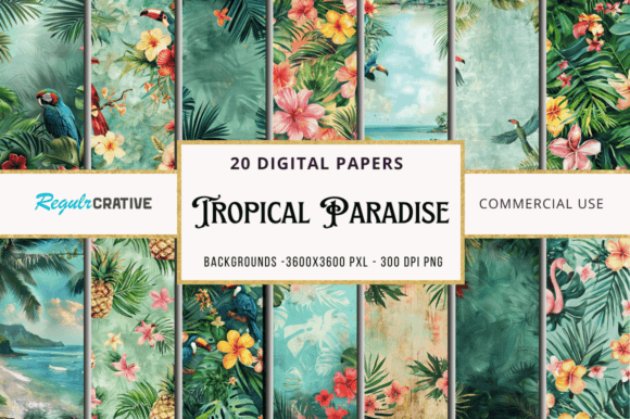 Download Tropical Paradise Digital Paper Bundle - Premium Resources